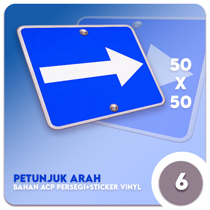 Penunjuk Arah bahan ACP persegi + Sticker Vinyl uk.50x50 cm