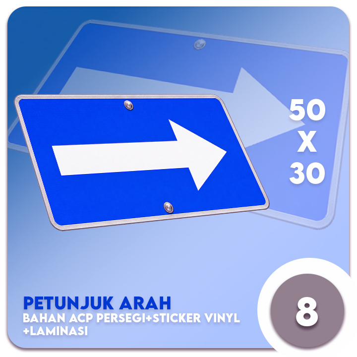 Penunjuk Arah bahan ACP persegi + Sticker Vinyl + Laminasi uk.50x30 cm