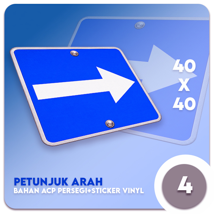 Penunjuk Arah bahan ACP persegi + Sticker Vinyl uk.40x40 cm