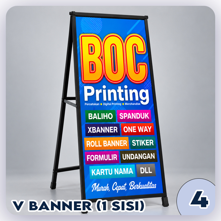 VBanner 1 SISI ukuran 70x160 cm + vinyl china (kayu)
